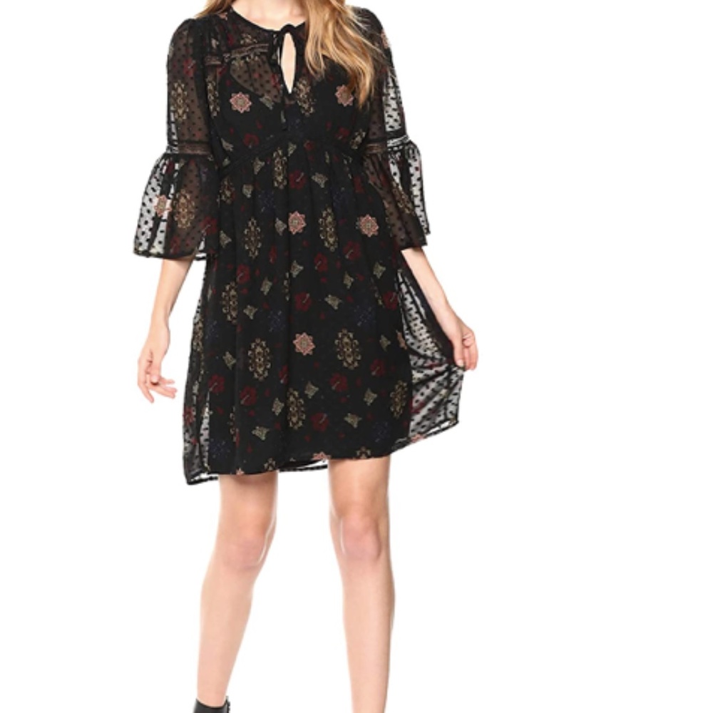Lucky Brand Swiss Dot Floral Dress
